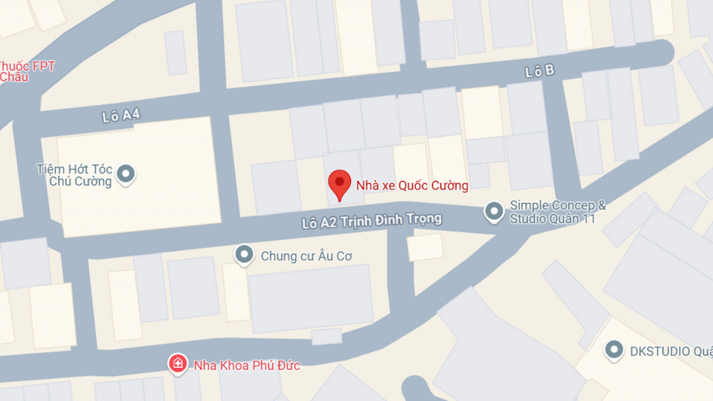 Trụ sở chính của nhà xe Quốc Cường tại Quận 11, Thành phố Hồ Chí Minh.