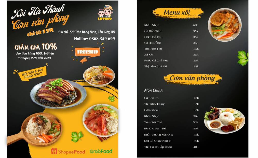 Xôi Hà Thành 7 có menu đa dạng với các món xôi truyền thống. (Ảnh: Sưu tầm Internet)