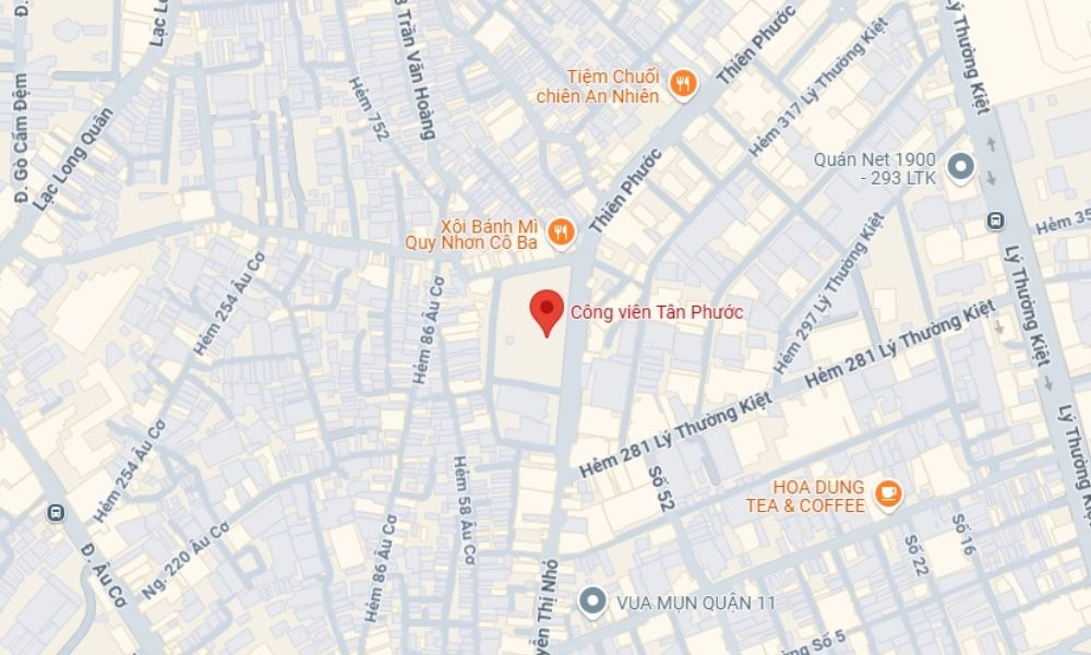 Địa chỉ công viên Tân Phước Tân Bình (Ảnh: Google Maps)