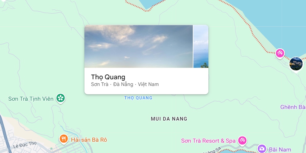 Đường dẫn đến bãi cỏ cháy Sơn Trà (Ảnh: Google maps)