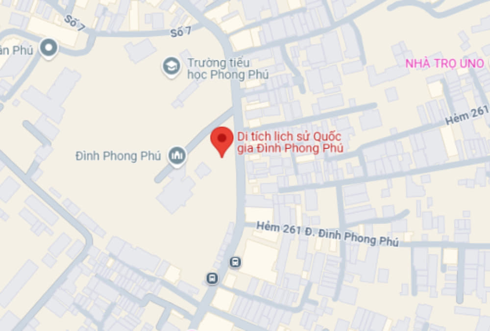 Hình ảnh vị trí Đình Phong Phú trên bản đồ (Ảnh: Google Maps)