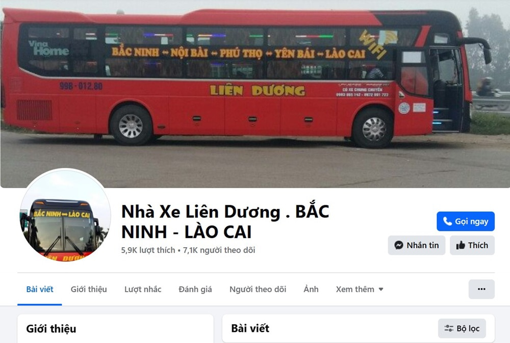 Bạn có thể truy cập Fanpage của nhà xe trên Facebook để đặt xe