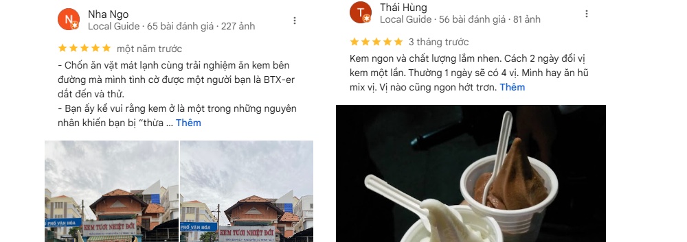 Khách hàng rất hài lòng với hương vị kem tự nhiên và không gian dễ chịu tại Kem Tươi Nhiệt Đới (Ảnh: sưu tầm Internet)