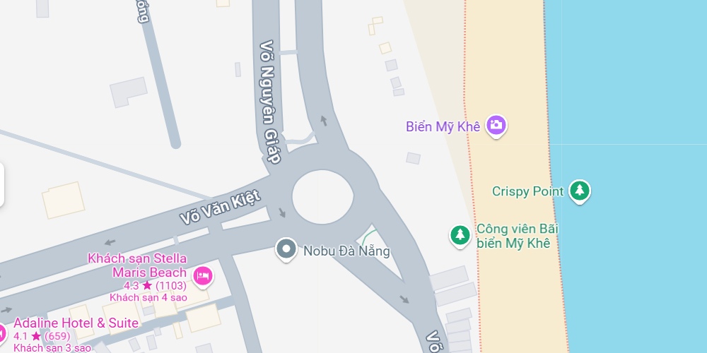 Đường đến biển Mỹ Khê khá thuận lợi (Ảnh: Google maps)