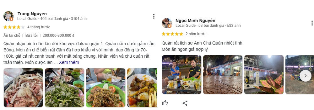 Quán có nhiều đánh giá tốt từ khách hàng (Ảnh: sưu tầm Internet)