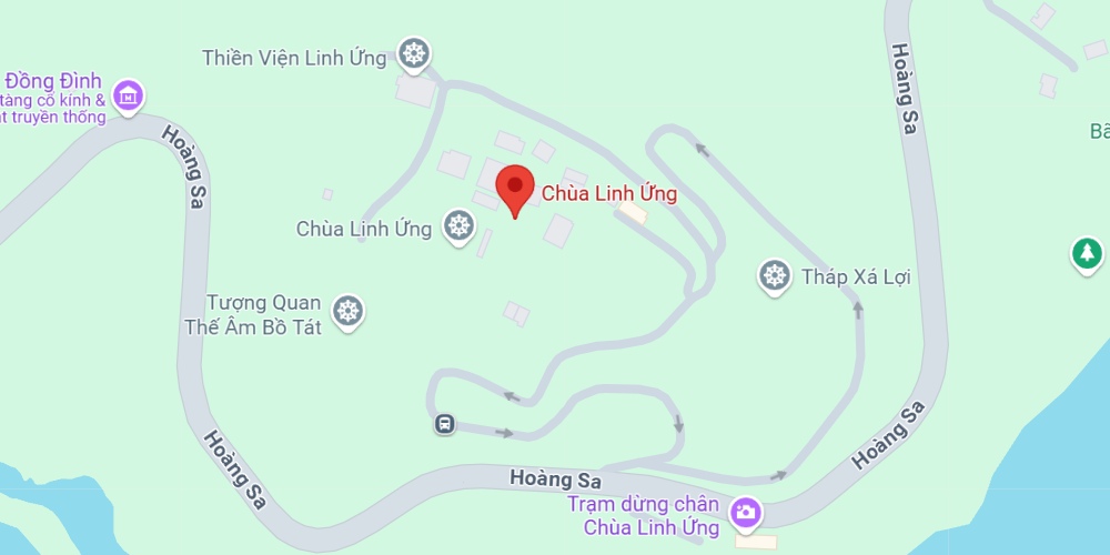 Địa điểm chùa Linh Ứng trên bán đảo Sơn Trà (Ảnh: Google maps)