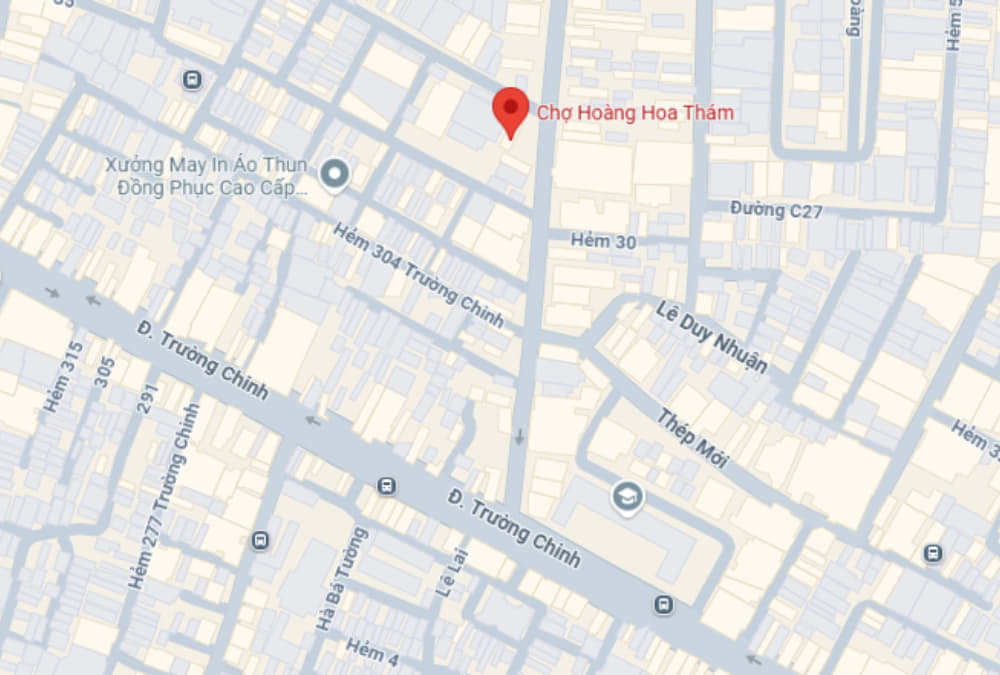 Hình ảnh vị trí chợ Hoàng Hoa Thám trên bản đồ. (Ảnh: Google map)