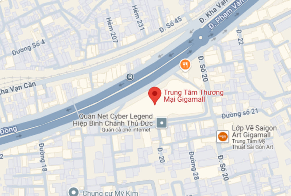 Hình ảnh vị trí Gigamall Thủ Đức trên bản đồ (Ảnh: Google Maps)