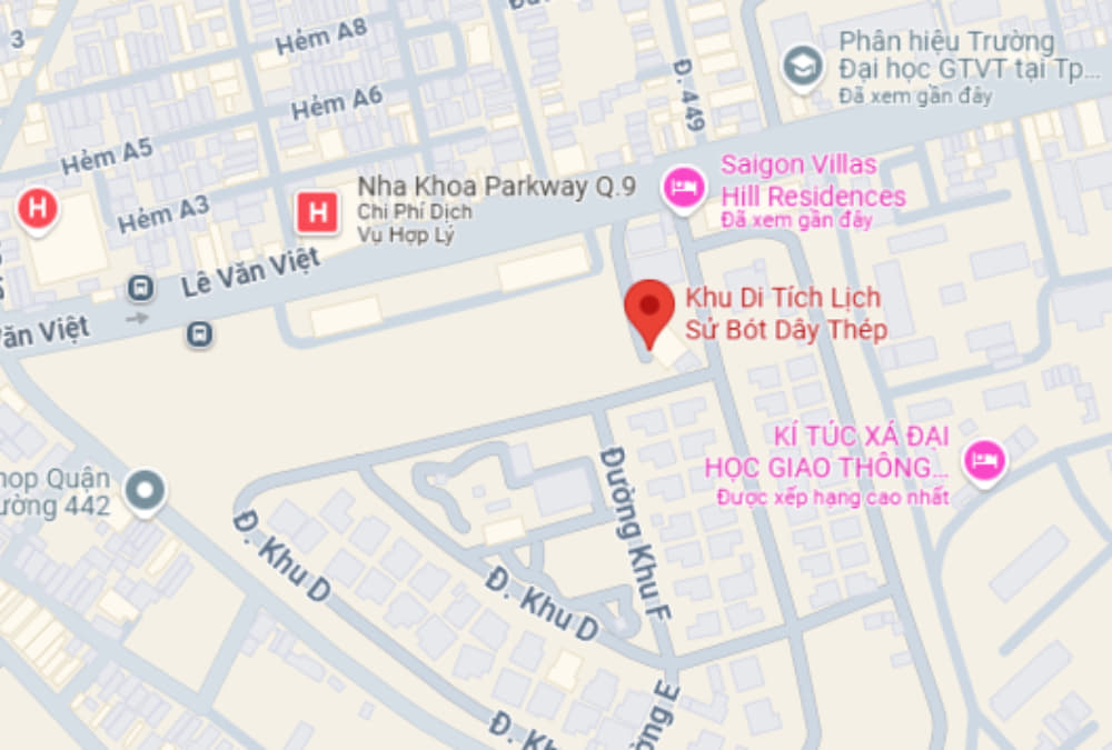 Hình ảnh vị trí Bót Dây Thép trên bản đồ (Ảnh: Google Maps)