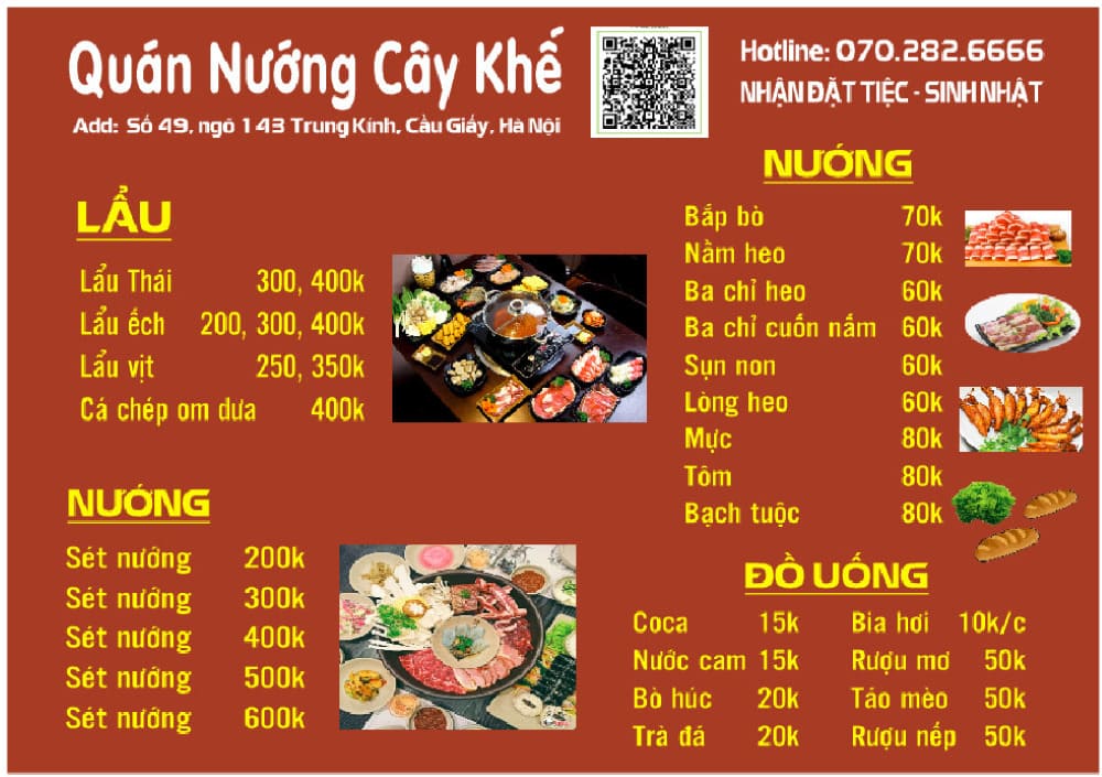 Menu quán Lẩu Nướng - Cây Khế