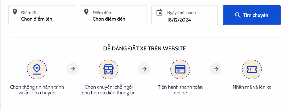 Đặt vé trực tiếp trên website của nhà xe Hào Hương.