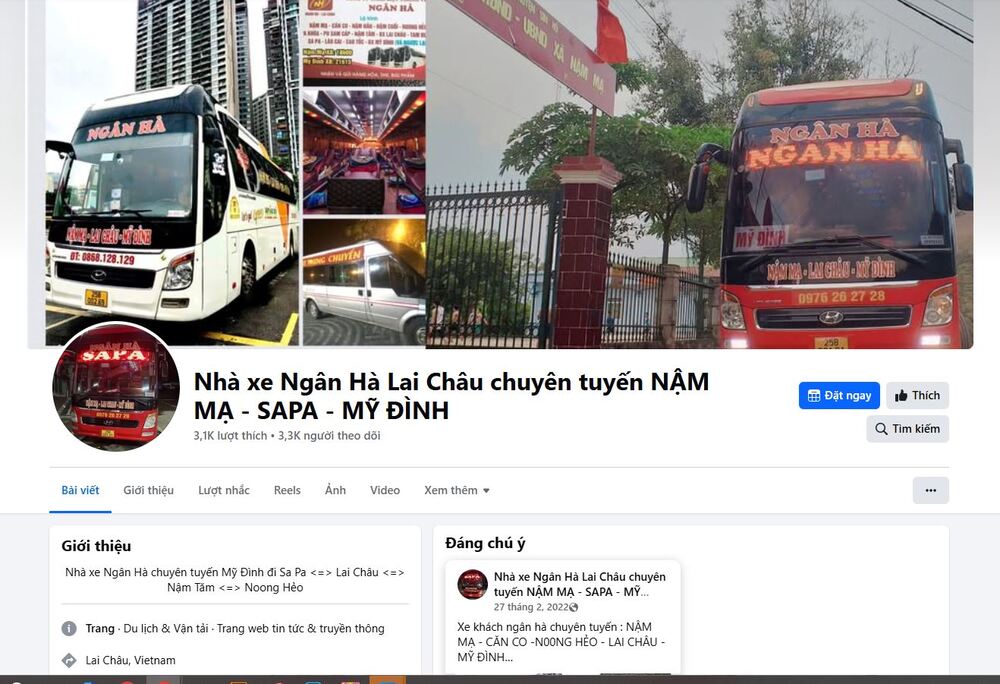 Đặt vé online trực tiếp qua Fanpage của nhà xe Ngân Hà