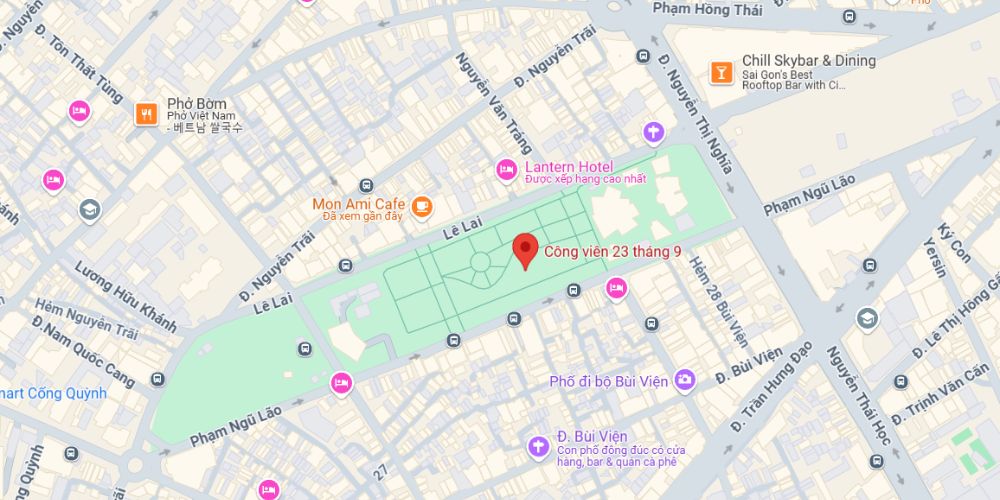 Bản đồ công viên 23/9 trên Google Maps.