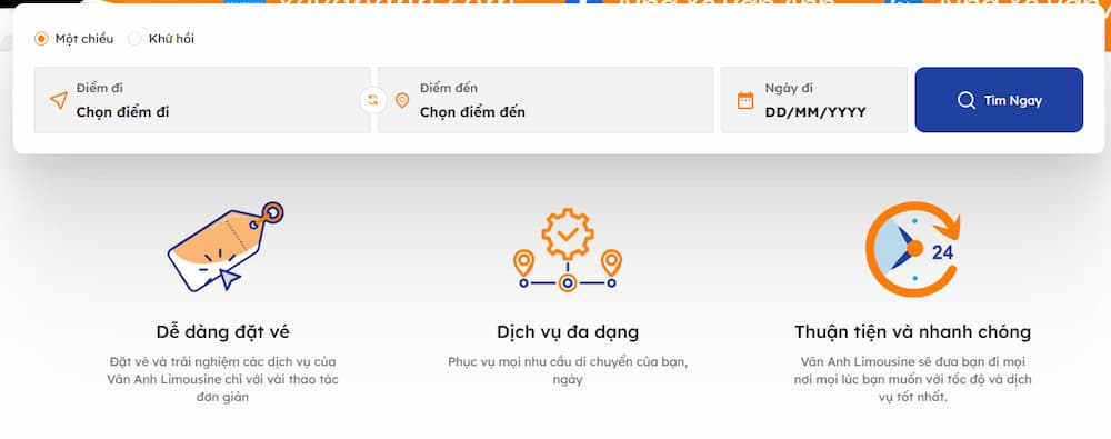 Đặt vé nhanh chóng trên website chính thức của nhà xe Vân Anh (Ảnh: Nhà xe Vân Anh)