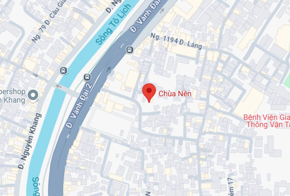 Hình ảnh vị trí chùa Nền trên bản đồ (Ảnh: Google Maps)