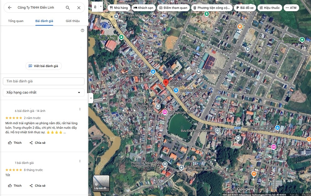 Những đánh giá 5 sao đến từ các khách hàng đã trải nghiệm nhà xe Điền Linh (Ảnh: Google Maps)