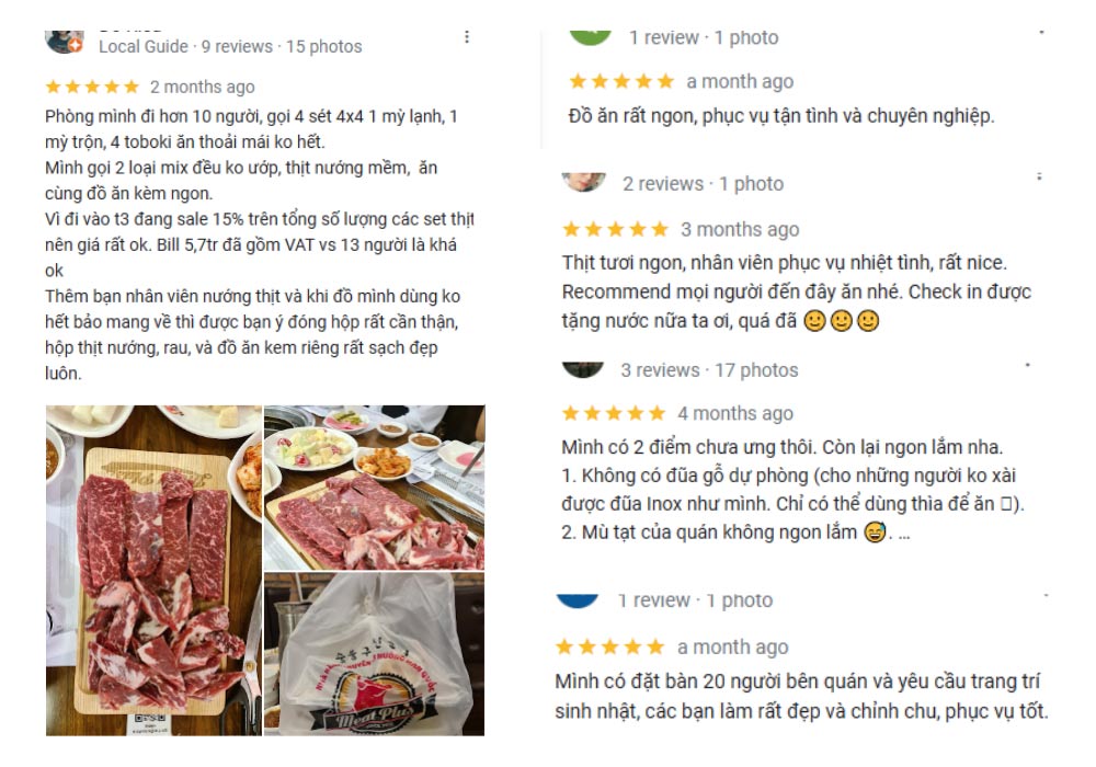 Meat Plus nhận được nhiều phản hồi tích cực về dịch vụ và chất lượng đồ ăn 