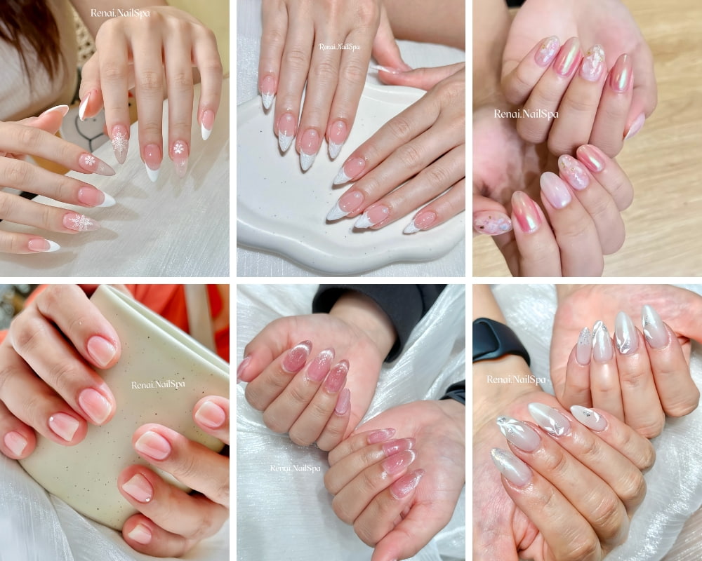 Một số mẫu móng màu nude đơn giản tại Renai Nail & Spa (Ảnh: Renai Nail & Spa)