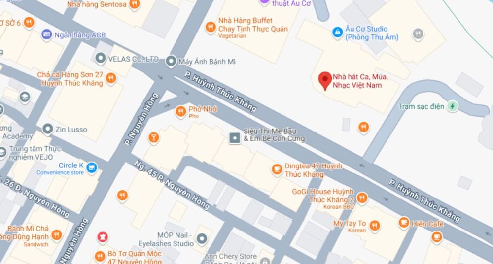 Nhà hát Ca, Múa, Nhạc Việt Nam trên Google Maps 