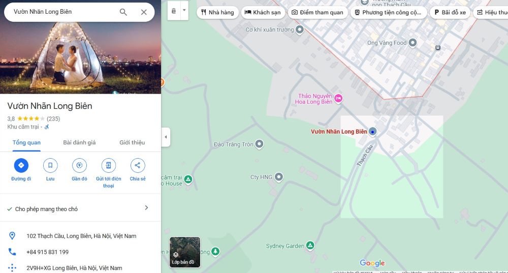 Vườn nhãn Long Biên nằm gần chân cầu Vĩnh Tuy (Ảnh: Google Maps)