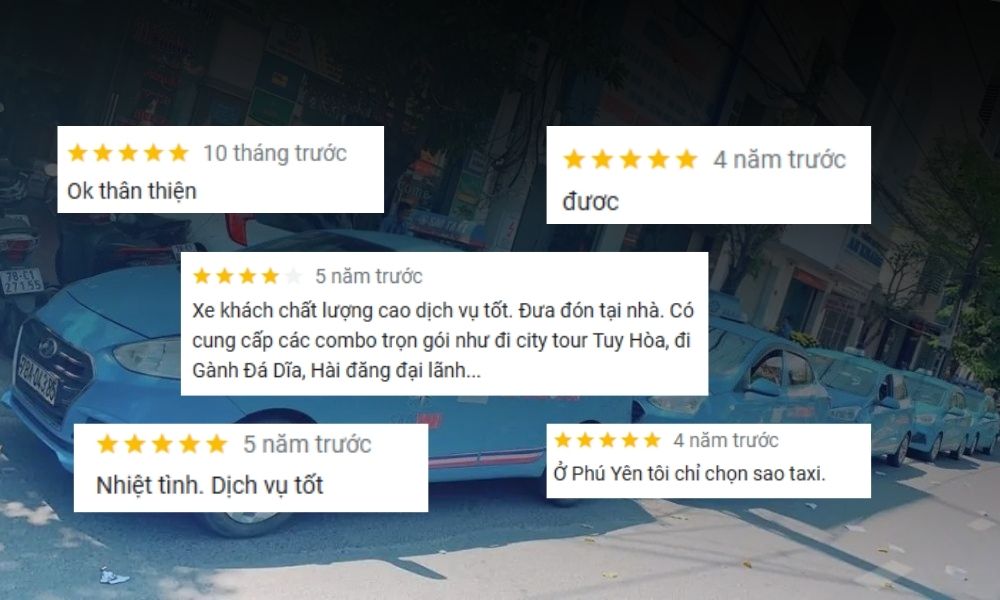 Phản hồi tích cực về chất lượng dịch vụ xe taxi Sao tại Phú Yên