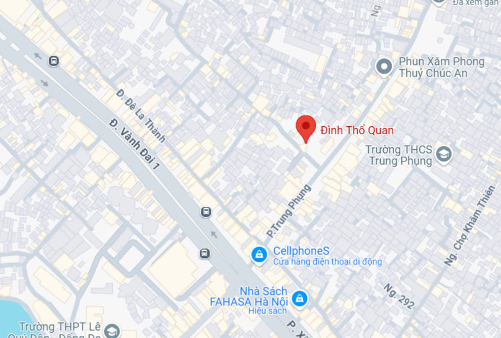 Đình làng Thổ Quan cách trục đường Chính Vành Đai 1 khoảng 300m (Ảnh: Google Maps)