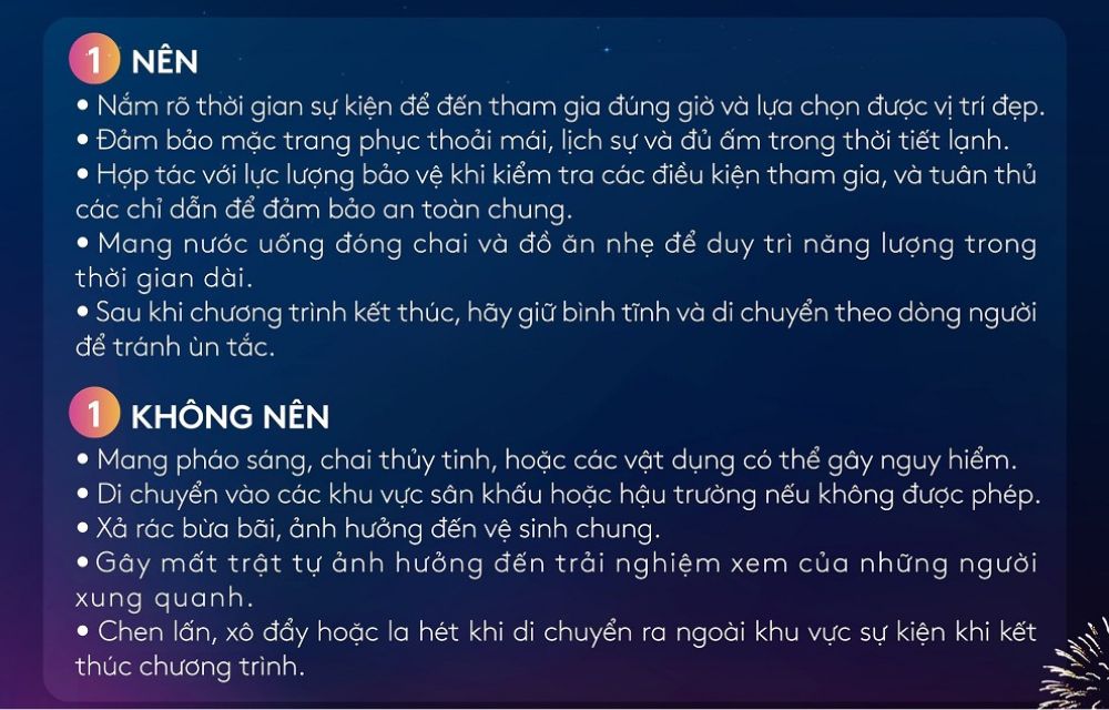 Một số lưu ý nên và không nên khi xem drone hoả thuật tại Mỹ Đình tối giao thừa