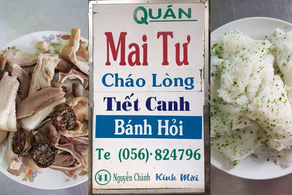 Bánh hỏi cháo lòng Mai Tư với thực đơn hấp dẫn (Ảnh: Sưu tầm internet)