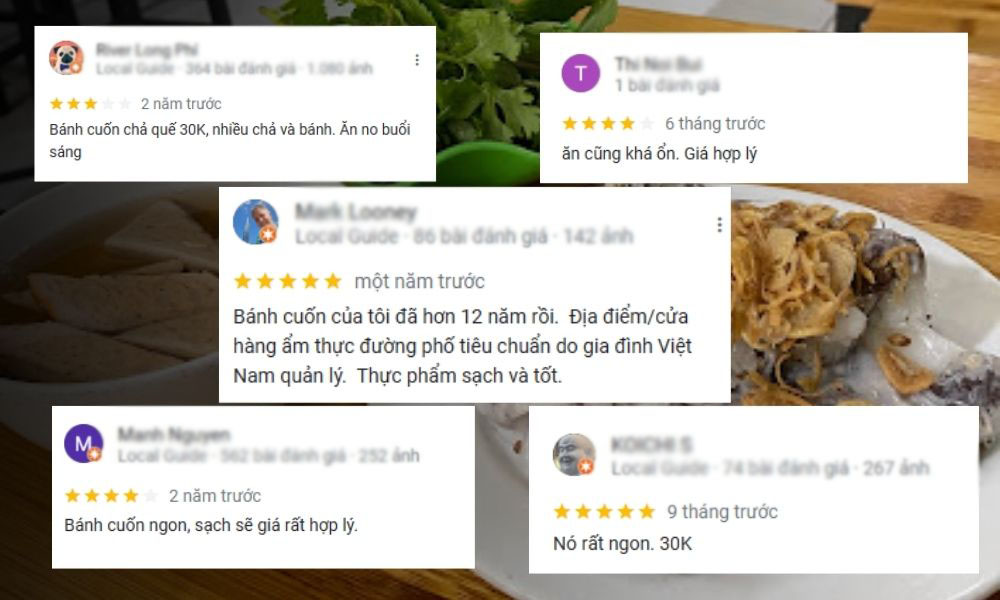 Những feedback siêu chân thực từ khách hàng khi ăn tại bánh cuốn 175 Đội Cấn