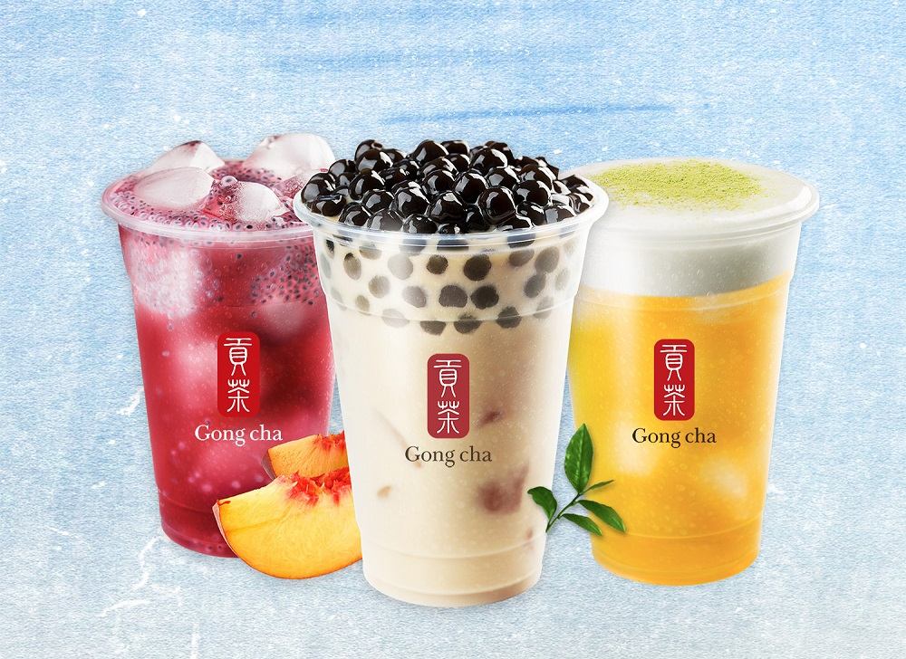 Bộ 3 món Đào Hồng Mận Hạt É - Trà Sữa Trân Châu Đen - Trà Alisan Kem Sữa của Gong Cha