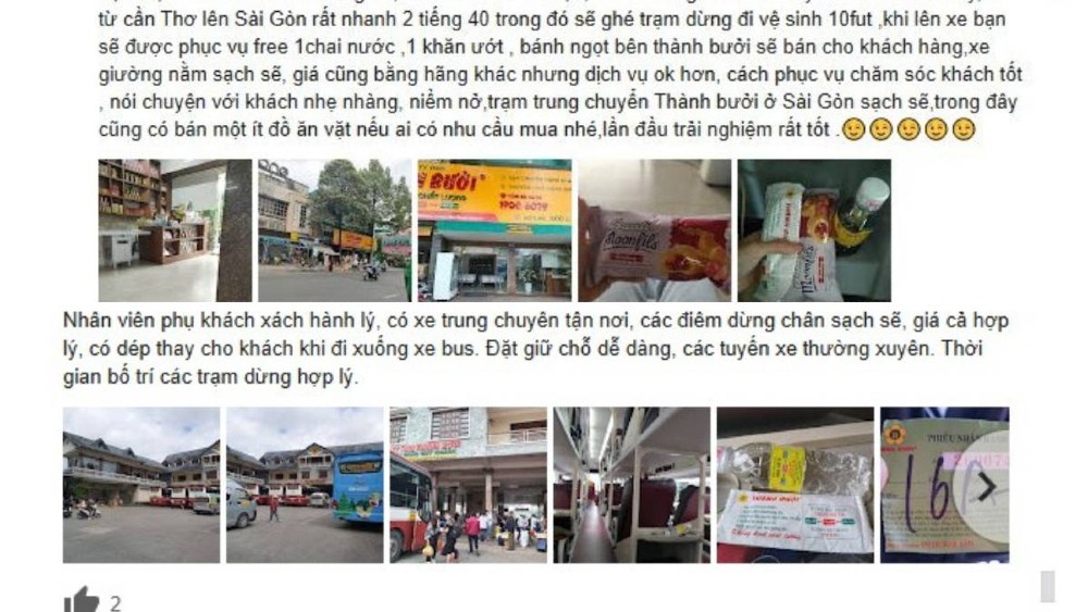 Feedback của khách hàng về nhà xe Thành Bưởi (Ảnh: Google Maps)