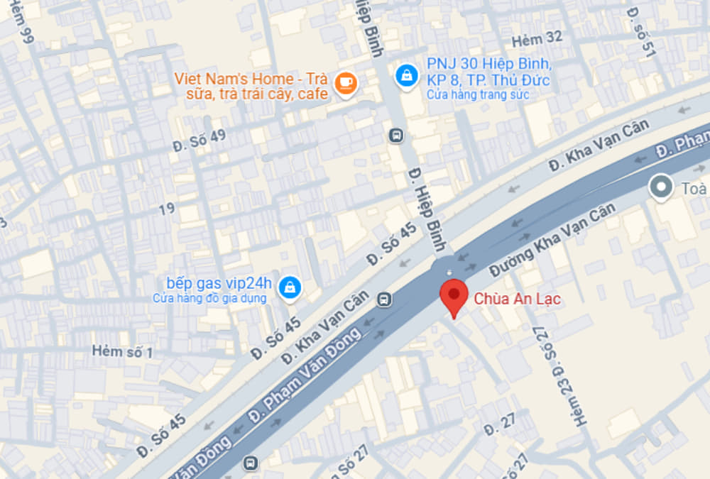 Hình ảnh chùa An Lạc Thủ Đức trên bản đồ (Ảnh: Google Maps)