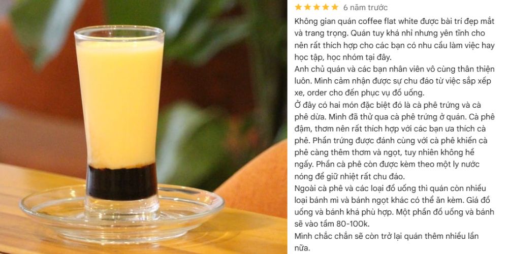 Flat White Coffee được khách hàng đánh giá tích cực về chất lượng dịch vụ 