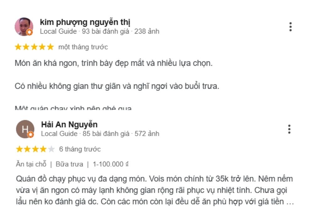 Đánh giá của khách hàng về nhà hàng chay Vườn Chay 