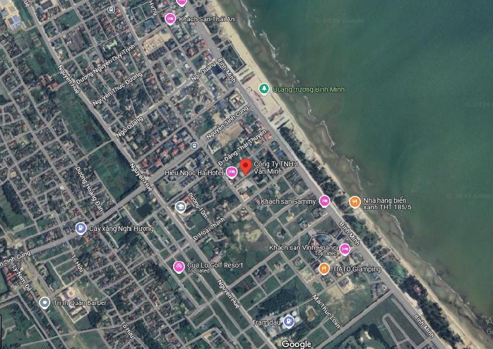 Trụ sở chính nhà xe Văn Minh nằm tại Thị xã Cửa Lò, Nghệ An (Ảnh: Google Maps)