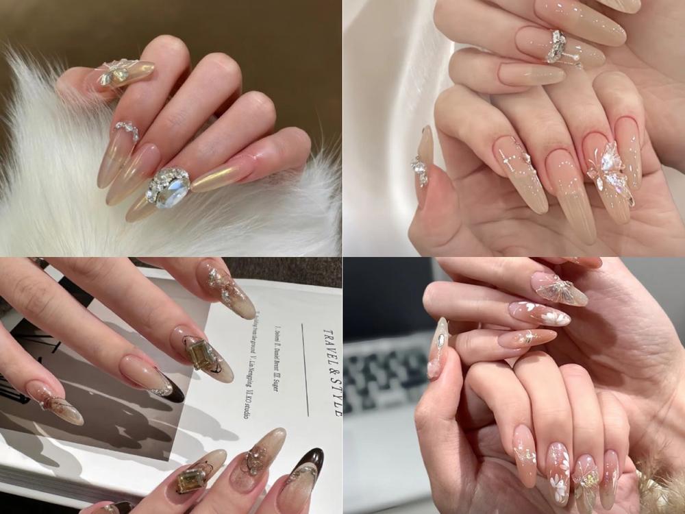 Nail đính đá, gắn charm đúng chuẩn tiểu thư sang trọng