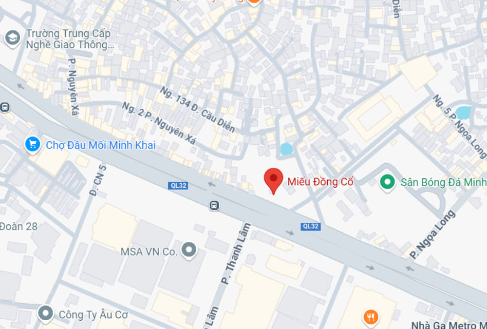 Hình ảnh vị trí Miếu Đồng Cổ trên bản đồ (Ảnh: Google Maps)