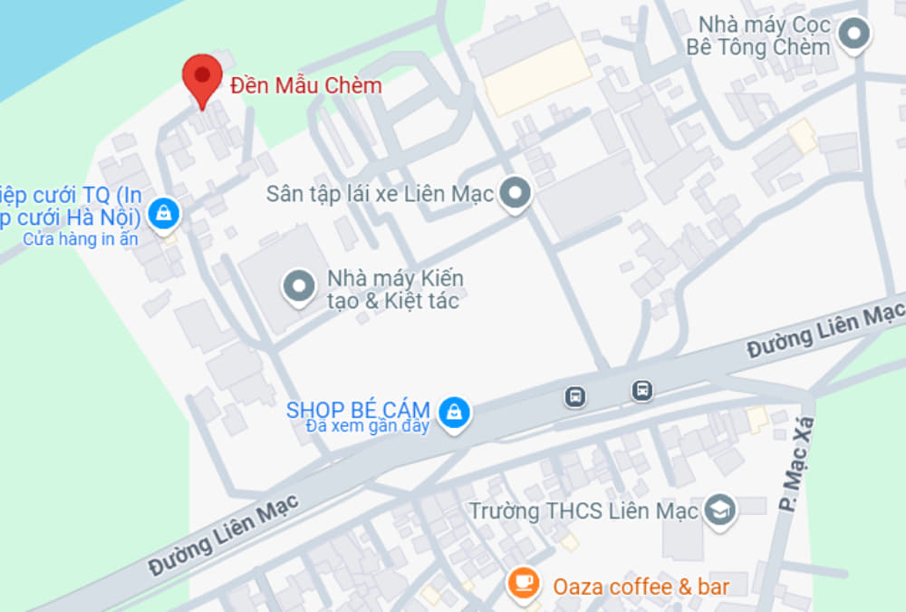 Hình ảnh đền Mẫu Chẽm trên bản đồ (Ảnh: Google Maps)