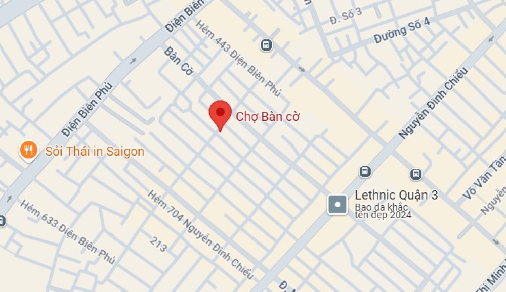 Vị trí của chợ Bàn Cờ trên Google Maps