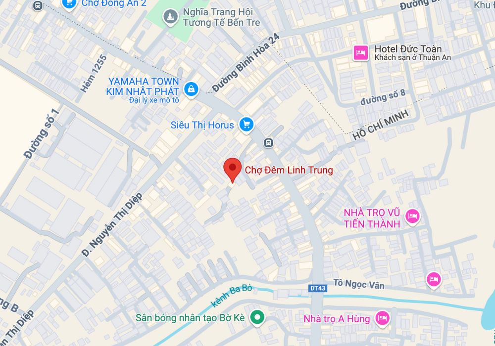 Vị trí của Chợ đêm Linh Trung trên bản đồ (Ảnh: Google Maps)