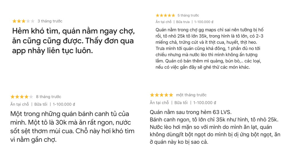 Một số trải nghiệm của khách hàng khi tới ăn tại bánh canh cua Quận 3 Bùi Phát