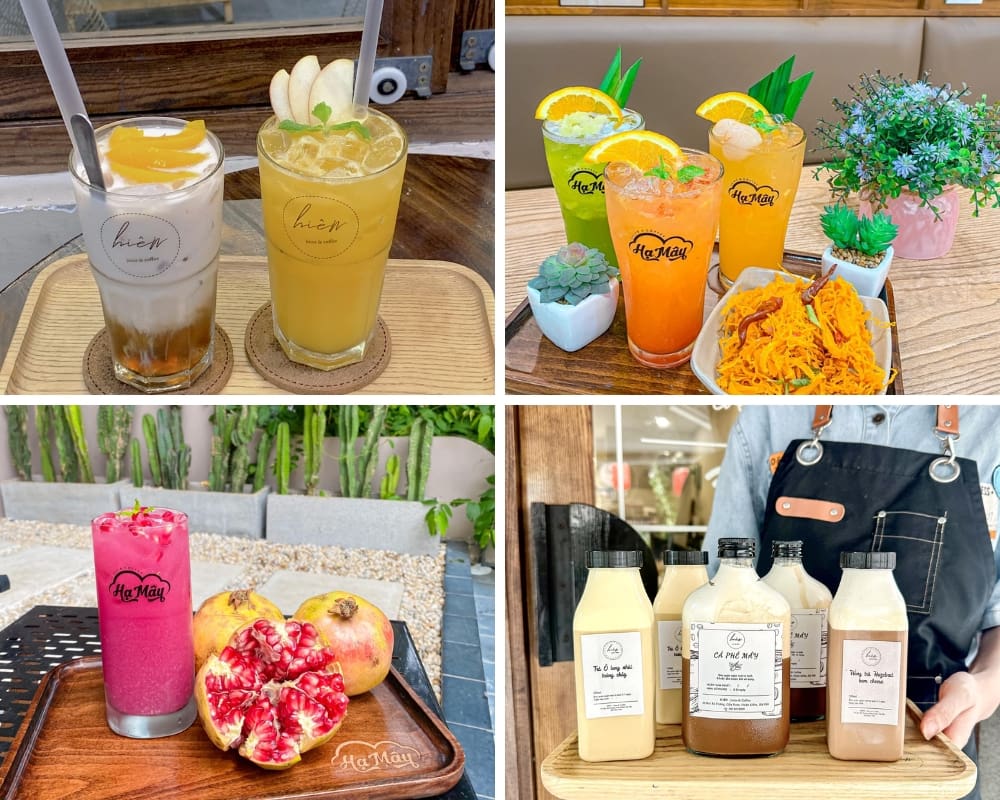 Menu đa dạng từ cafe đến các loại đồ uống từ hoa quả (Ảnh: Hiên juice & coffee) 