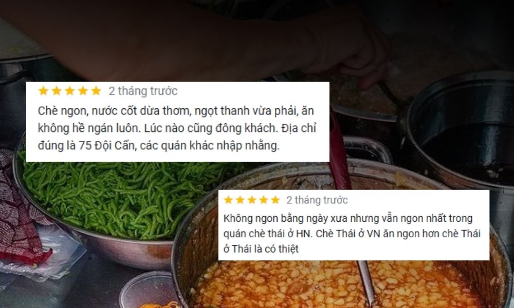 Những feedback siêu chân thực từ khách hàng khi ăn tại chè Thái 75 Đội Cấn