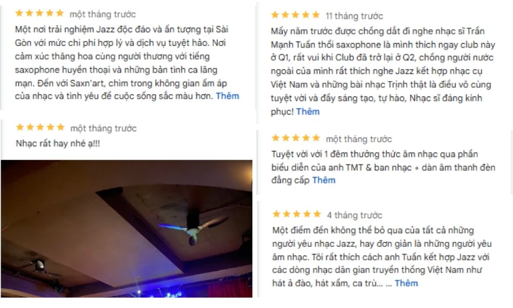 Tham khảo phản hồi của khán giả tại Saxn'Art Club