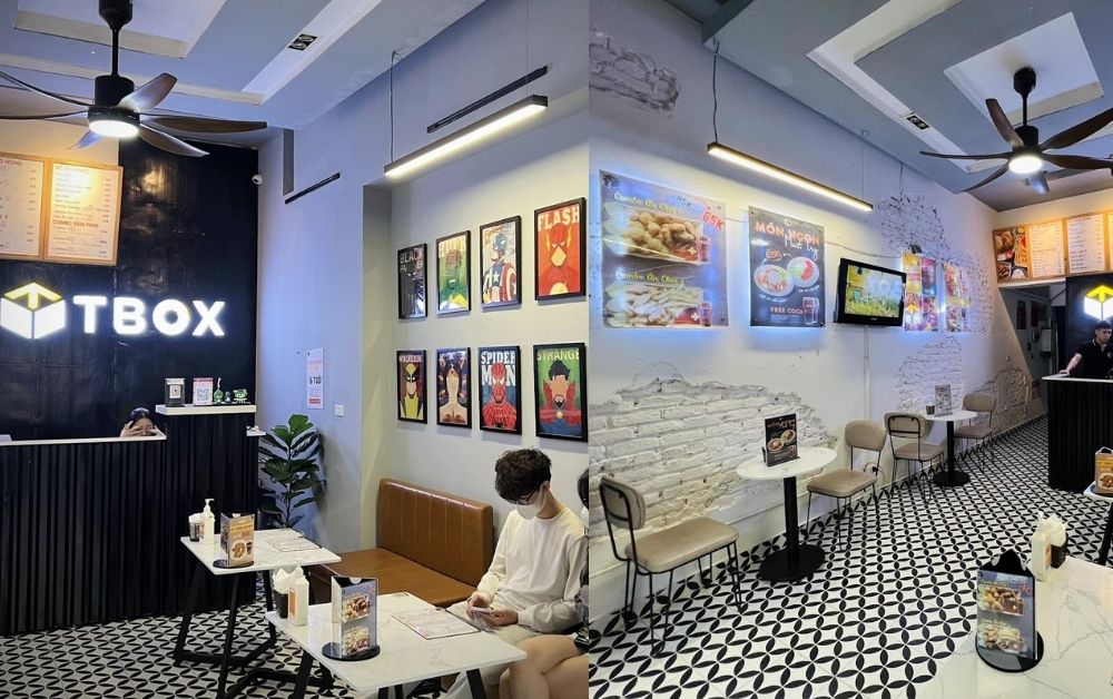 Quán cafe phía dưới tầng được thiết kế hiện đại nhiều góc sống ảo 