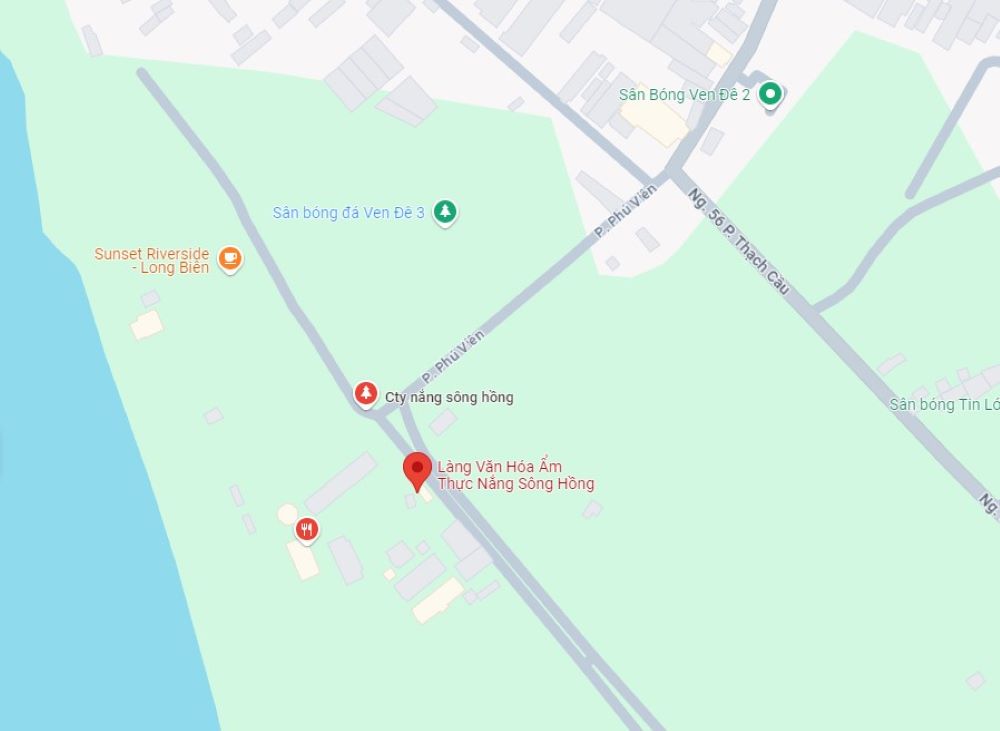 Địa chỉ Làng Văn Hóa và Ẩm Thực Nắng Sông Hồng ở Long Biên, Hà Nội (Ảnh: Google maps)
