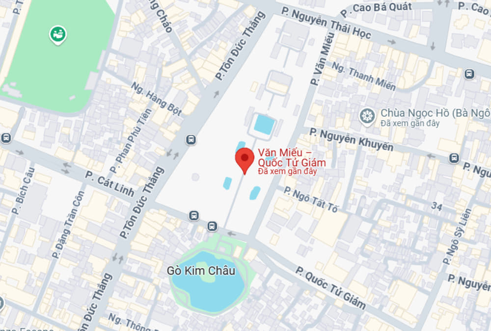 Hình ảnh vị trí Văn Miếu Quốc Tử Giám trên bản đồ (Ảnh: Google Maps)