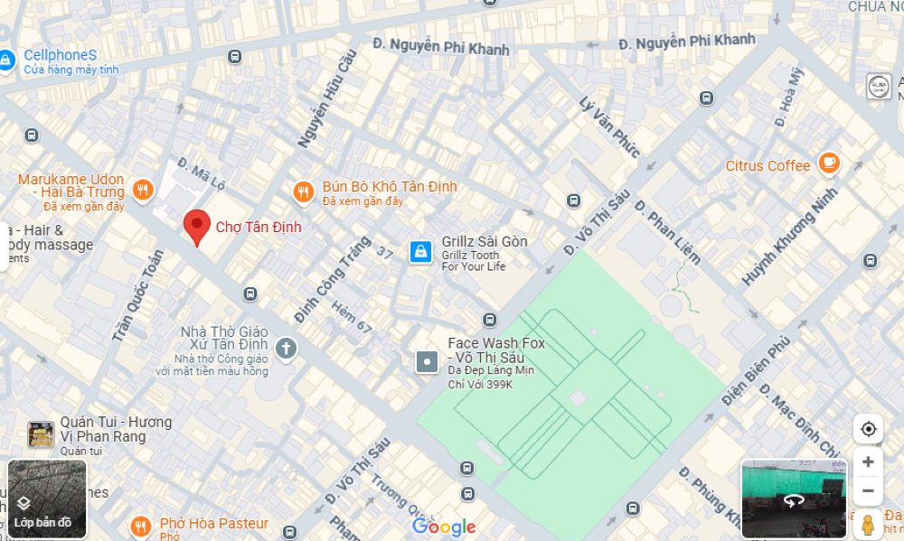 Hình ảnh chợ Tân Định Quận 1 trên Google Maps 