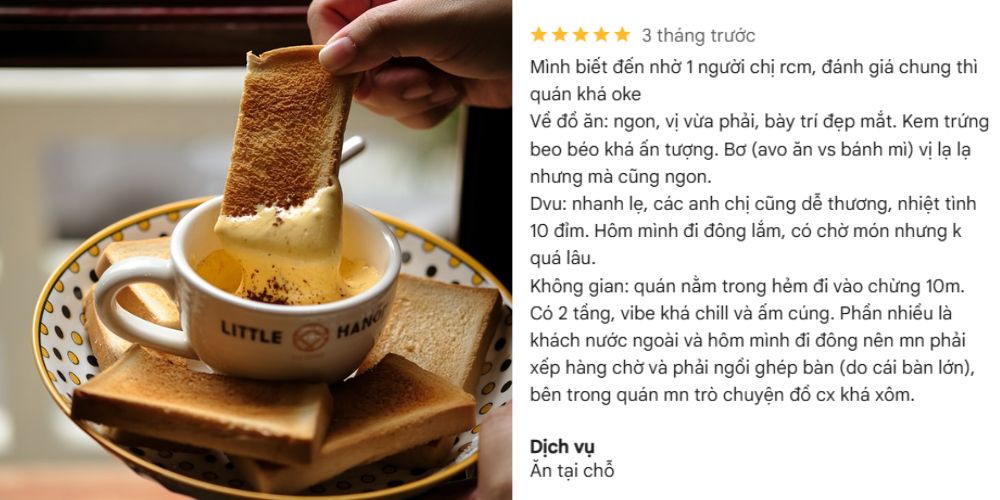 Bánh mì nướng và cà phê trưng là “đặc sản” tại Little HaNoi Egg Coffee 