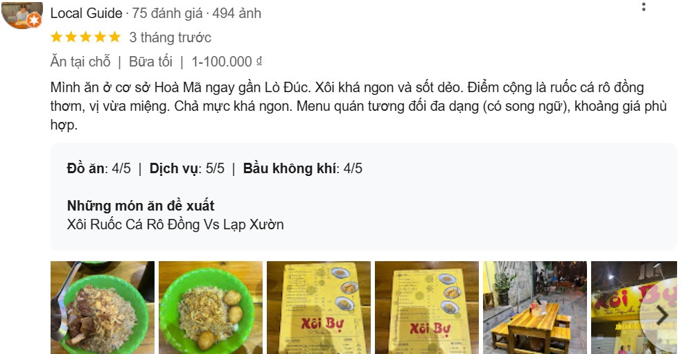 Đánh giá chân thật của khách hàng về quán Xôi Bự  (Ảnh: Sưu tầm Internet)